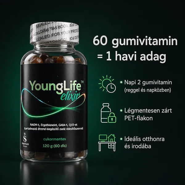 Így szedd a YoungLife elixírt, GABA-t, NADH-t, Q10-et, és antioxidánst tartalmazó étrend-kiegészítőt