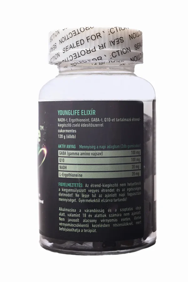 NAD+ tartalmával, a GABA vegyület, az Ergothioneine antioxidáns és a Q10 koenzim összetevők révén hatékonyan támogatja a sejtek megújítását, a gyors agyműködést, és a szervezet fiatalságának megőrzését